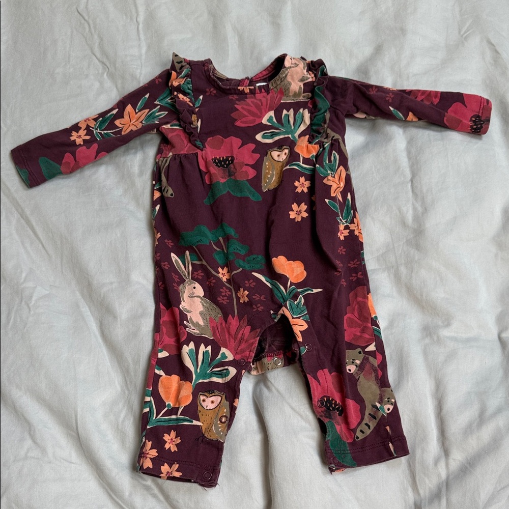 Tea Collection sz 3-6 mos 
Long sleeved romper with ruffles